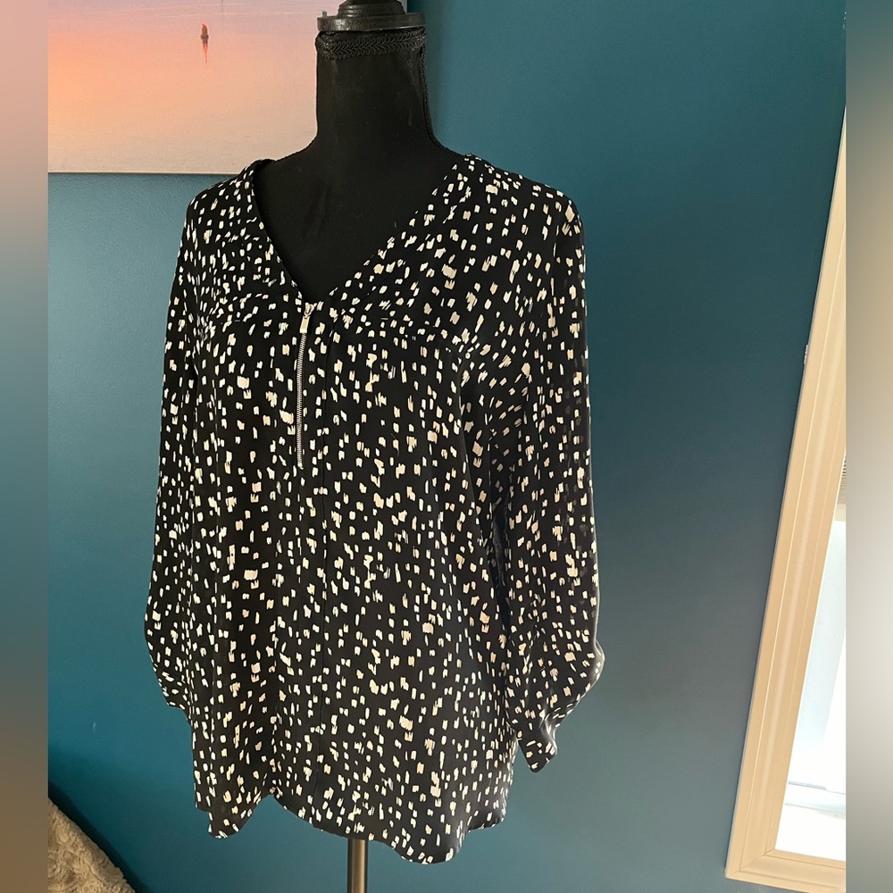 Fortune & Ivy mixed material black blouse size XL